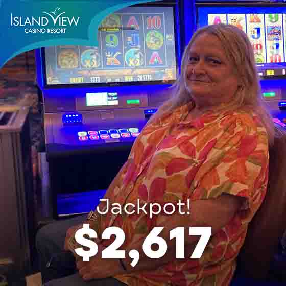 Regena D. of Springfield, Louisiana won $2,617 on a Whales of Cash slot at Island View Casino on April 18th